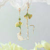Sweet Style Alloy Rhinestone Leaf Dangle Stud Earrings FS-WGC6399-02-1