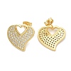 Rack Plating Brass Micro Pave Clear Cubic Zirconia Stud Earrings for Women EJEW-C125-06A-G-4