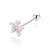 Anti-Tarnish Rhodium Plated 925 Sterling Silver Barbell Cartilage Earrings STER-I018-03P-1