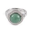 Natural Green Aventurine Round Adjustable Rings RJEW-K271-04P-10-3