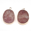 Electroplate Natural Strawberry Quartz Pendants G-S344-11C-2