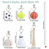 6Pcs 6 Styles PU Leather Charms Ceiling Fan Pull Chain Extenders HJEW-SP0001-76-2
