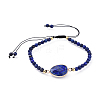 Adjustable Natural Lapis Lazuli(Dyed) Braided Bead Bracelets BJEW-JB04559-02-1