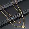 Bohemian 304 Stainless Steel & Colorul Beads Double Layered Pendant Necklaces for Women WG8806E-06-1