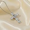 Brass Pave Cubic Zirconia Religion Cross Pendant Necklaces CU6638-3-2