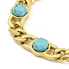 304 Stainless Steel & Synthetic Turquoise Polygon Link Bracelets for Women BJEW-G717-16G-03-2