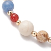 Round Natural Mixed Gemstone Beads Stretch Bracelets BJEW-JB11240-4