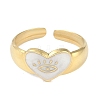 Ion Plating(IP) 304 Stainless Steel Enamel Heart with Eye Cuff Finger Rings RJEW-L107-062G-01-2