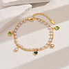 Fashionable Vintage Beach Style Adjustable Brass & Plastic Pearl Charm Double Strand Ladies Anklets GJ2324-5-1