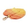 Handmade Braided Macrame Cotton Thread Leaf Pendant Decorations GLAA-K060-08KCG-01-3