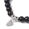 8mm Round Natural Black Onyx(Dyed & Heated) and Crackle Agate Beaded Stretch Bracelet Sets BJEW-TA00524-5