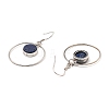 Natural Lapis Lazuli Flat Round Dangle Earrings EJEW-Z024-11C-P-2