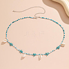 Natural Cowrie Shell & Synthetic Turquoise and Glass Seed Beaded Bohemian Waist Chains for Women AJEW-CP0011-34-7