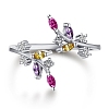 Rhodium Plated 925 Sterling Silver Open Finger Rings RJEW-A019-51P-1