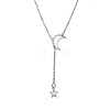 Alloy Cable Chain Moon & Star Lariat Necklaces for Women WG67D60-02-1