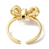 Bowknot Brass Micro Pave Clear Cubic Zirconia Open Cuff Rings for Women LS-RJEW-C098-08G-3