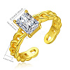 Golden Brass Micro Pave Cubic Zirconia Solitaire Ring EP4174-3-2