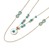 Enamel Charms Double Layer Necklace with Synthetic Turquoise Beaded NJEW-P269-20B-G-2