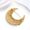 Moon Zinc Alloy Rhinestone Brooches PW-WGA4F50-01-3