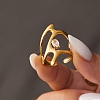 304 Stainless Steel & Clear Cubic Zirconia Cuff Open Rings RJEW-G379-03G-1