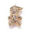 Brass Micro Pave Cubic Zirconia Slide Charms ZIRC-F099-21G-1