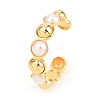 Half Round Brass and ABS Imitation Pearl Cuff Bangles for Women BJEW-T025-05G-01-3