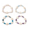 4Pcs Synthetic Turquoise & Natural Apatite & Amethyst & Aquamarine & Rose Quartz Beads Stretch Bracelets for Women BJEW-JB11995-2