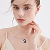 Alloy Jet Rhinestone Enamel Black Moon with Cat Shape Pendant Necklaces for Women WG3CB78-01-5