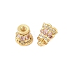 Rack Plating Brass Micro Pave Clear Cubic Zirconia Screw Clasps KK-S384-25G-01-2