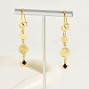 Elegant Brass Coin Flat Round Tassel Hoop Earrings BR6200-3