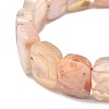 Natural Cherry Blossom Agate Rectangle Beaded Stretch Bracelet BJEW-E379-03A-01-3