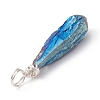 Electroplated Natural Quartz Crystal Dyed Pendants PALLOY-JF02324-06-4