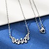201 Stainless Steel Number 444 with Butterfly Wings Pendant Necklaces NJEW-P332-01B-P-3