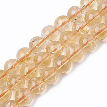 Grade A Natural Citrine Beads Strands G-S281-53-8mm