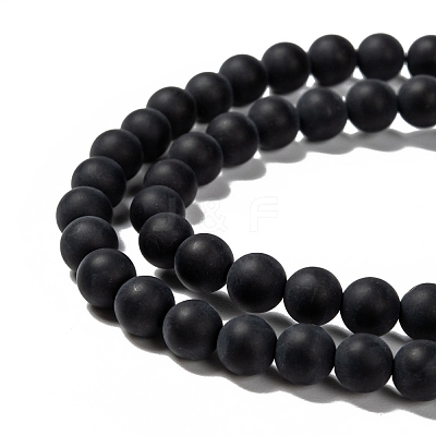 Dyed & Heated Natural Black Agate Bead Strands G-H056-6mm-1