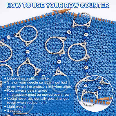 Acrylic Beaded Link Knitting Row Counter Chains HJEW-AB00399-1