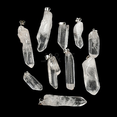 Natural Quartz Crystal Pointed Pendants G-G779-02P-1