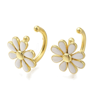 Rack Plating Flower Brass Cuff Earrings EJEW-H016-33G-01-1