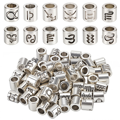 72Pcs 12 Styles Tibetan Style Zinc Alloy European Beads FIND-SC0022-49AS-1