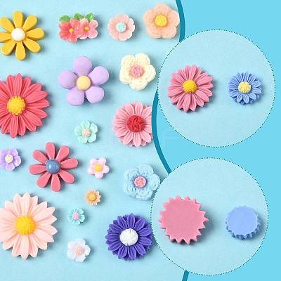 100Pcs 10 Styles Opaque Resin Cabochons CRES-FS0001-25-1