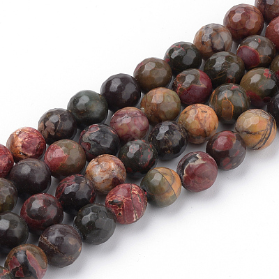 Natural Polychrome Jasper/Picasso Stone/Picasso Jasper Beads Strands G-Q462-86-6mm-1