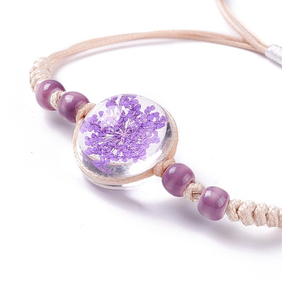 Handmade Dry Pressed Flower Link Bracelet for Girl Women BJEW-C004-01J-1