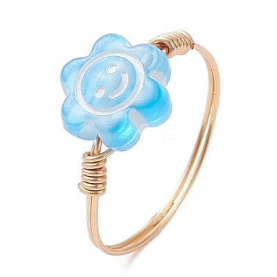 Copper Wired Acrylic Finger Rings RJEW-JR00958-01-1
