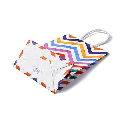 Wave Shaped Print Paper Packing Tote Bags CARB-R001-01C-1