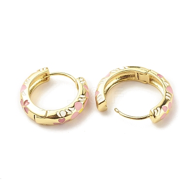 Flower Enamel Hoop Earrings EJEW-G290-03G-F-1