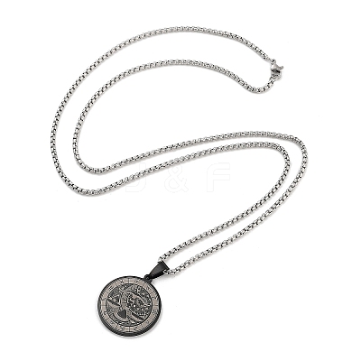 Retro Mandala 201 Stainless Steel Box Chain Constellation Pendant Necklaces for Women Men LS-NJEW-M223-01G-1