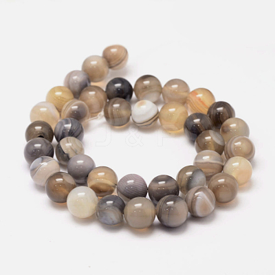 Natural Striped Agate/Banded Agate Bead Strands G-K155-A-10mm-13-1