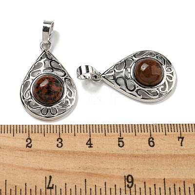 Natural Mahogany Obsidian Pendants G-Q158-05P-29-1