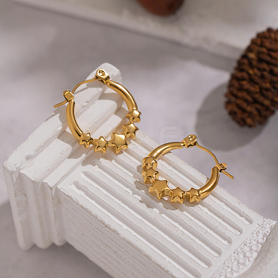 European Style Star 304 Stainless Steel Hoop Earrings IU1810-1