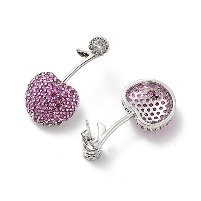 Cherry Brass Micro Pave Cubic Zirconia Stud Earrings EJEW-M077-12P-02-1